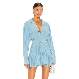 Norma Kamali -Oversized Boyfriend Shirt Dress in Powder Blue
